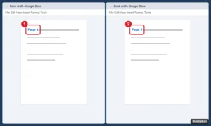 Two browser windows snapped side by side, each showing a different page of the same Google Doc
