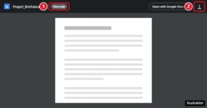 Google Drive file preview with the Download icon highlighted in the top-right corner