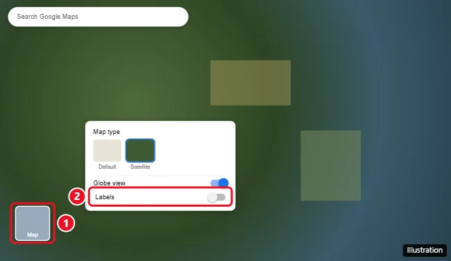 How to Turn Off Labels in Google Maps 1 Google Maps in Satellite view with the Layers menu open and the Labels option turned off