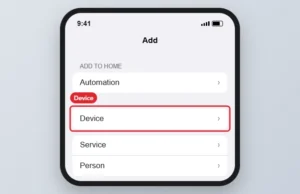 Smart home app Add menu with Device highlighted
