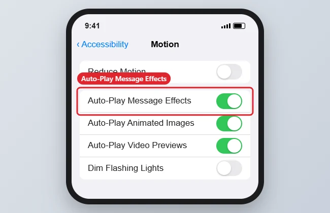 How to Play Message Effects Automatically on iPhone (Happy Birthday Balloons and More) 1 iPhone Accessibility Motion settings with Auto-Play Message Effects turned on