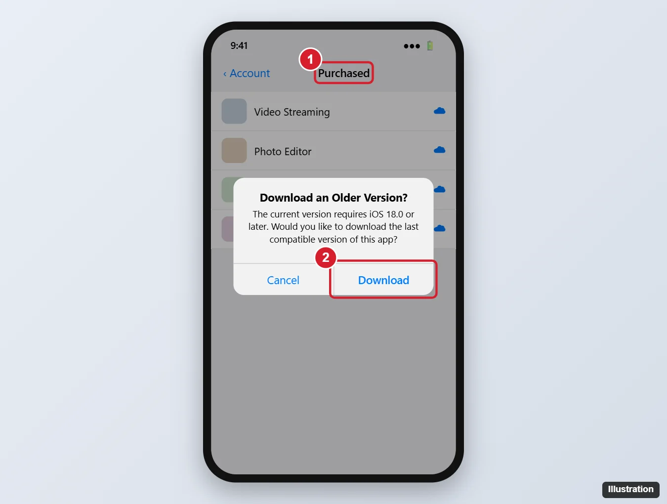 How to Set Up Netflix on an iPhone 7 1 iPhone App Store prompt offering to download the last compatible version of an app on an older iOS version with the Download button highlighted