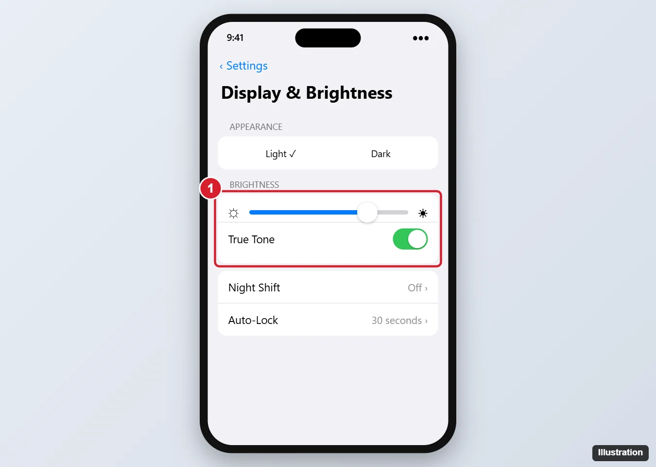 How to Make the iPhone 13 Screen Brighter 1 iPhone Display and Brightness settings with the Brightness slider highlighted