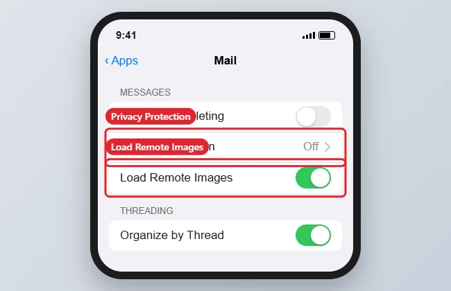 How to Load Images in Emails on iPhone 1 iPhone Mail settings with the Load Remote Images switch and Privacy Protection option