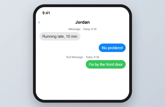 Why iMessages Are Blue (and Texts Green) on iPhone 1 Messages conversation showing blue iMessage bubbles and green text message bubbles