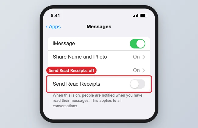 How to Turn Off Read Receipts on iPhone 1 iPhone Messages settings with the Send Read Receipts switch turned off