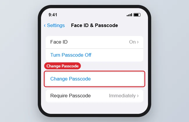 How to Change the Passcode on iPhone 14 1 Face ID and Passcode settings with Change Passcode highlighted
