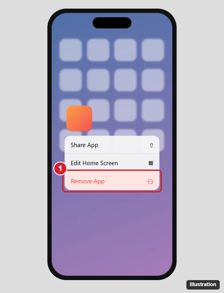 How to Delete Apps on iPhone SE (and Any iPhone) 1 Phone home screen with an app touched and held, showing a menu with Remove App highlighted