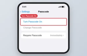 Passcode settings with Turn Passcode On highlighted