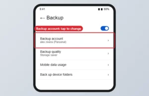 Photos app Backup settings with the Backup account option