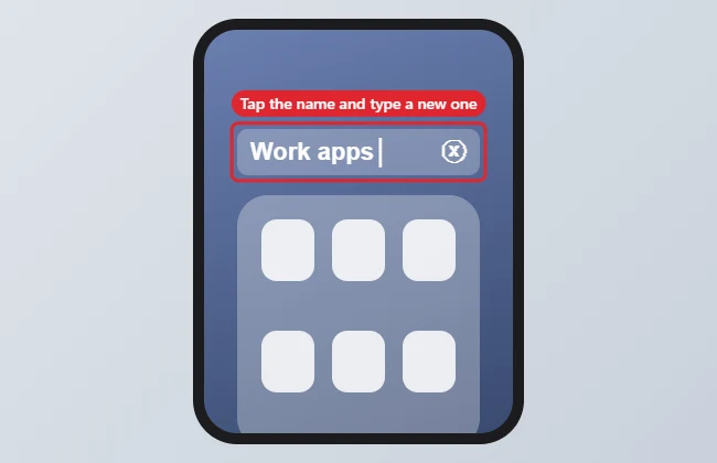 How to Rename Folders on Your iPhone 1 Phone home screen folder with its name being edited