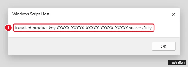 Windows Script Host confirmation after slmgr /ipk saying the product key was installed successfully