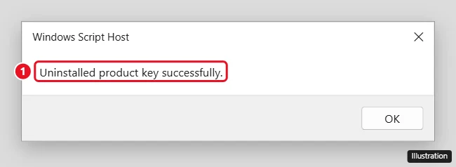 slmgr /upk confirmation: Uninstalled product key successfully