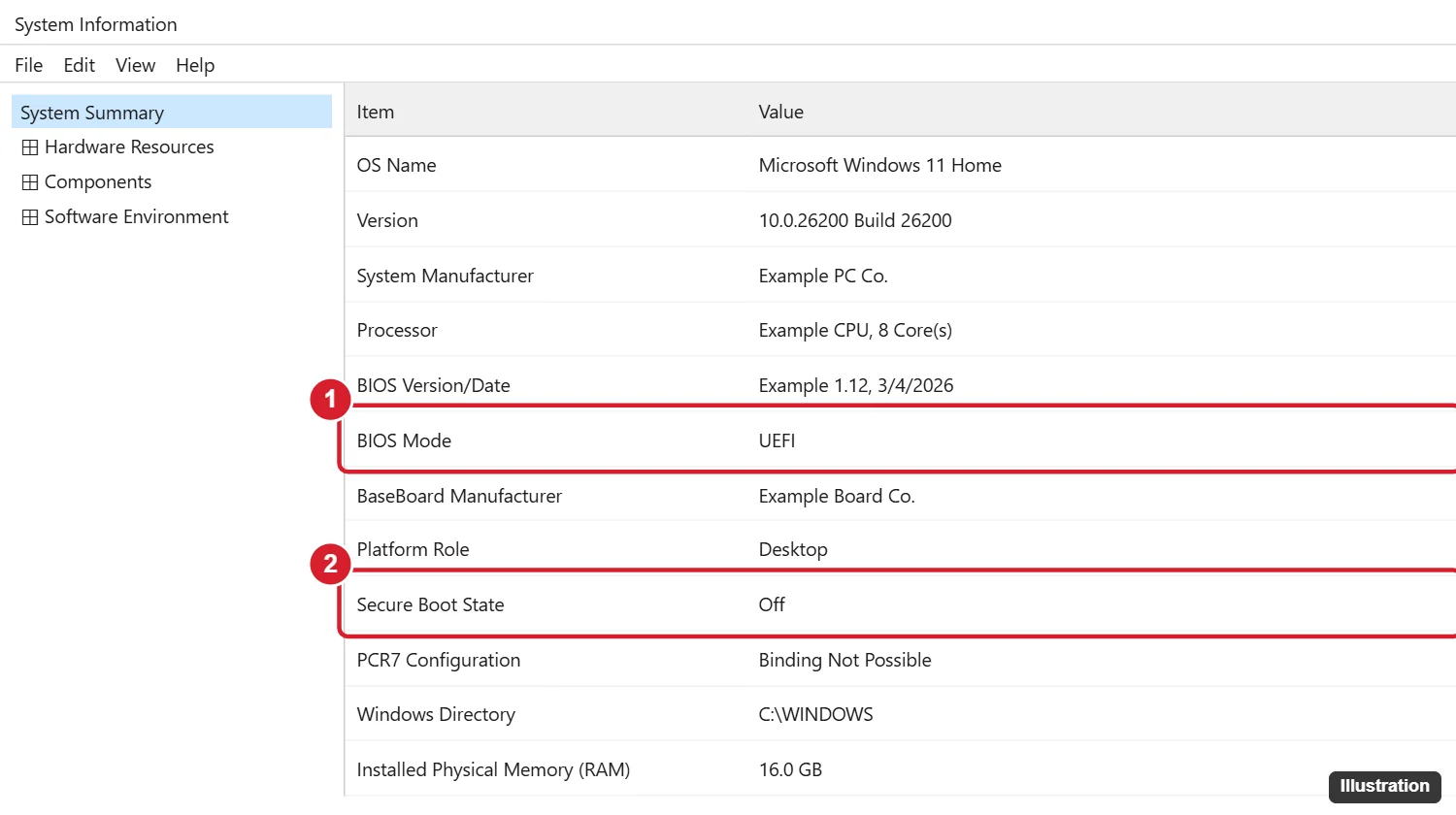 How to Turn On Secure Boot in Windows 11 1 Windows System Information showing BIOS Mode UEFI and Secure Boot State highlighted