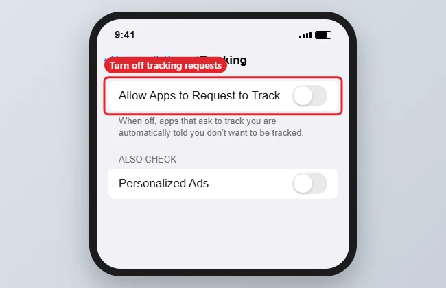 How to Limit Ad Tracking on an iPad 1 Tablet privacy settings with Allow Apps to Request to Track switched off