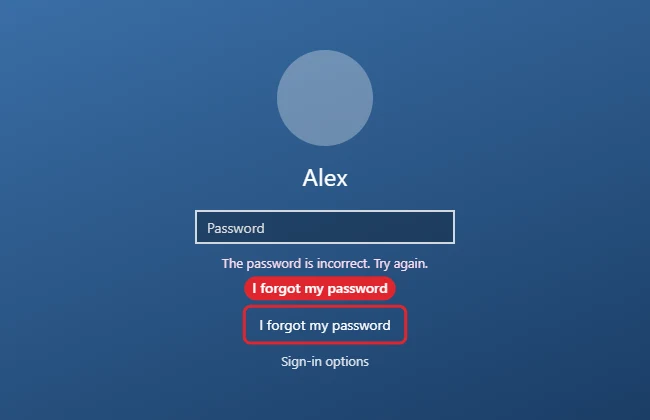 How to Reset a Forgotten Windows 11 Password Without Logging In 1 Windows sign-in screen with the I forgot my password link highlighted