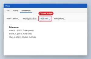 References tab with the citation Style drop-down highlighted