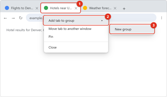 How to Use Tab Groups in Google Chrome 1 Chrome tab right-click menu with Add tab to group highlighted and the New group option in its submenu